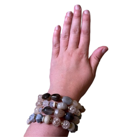 Source Unknown Jewelry - Stone Stretchy Stacked Chunky Bracelets